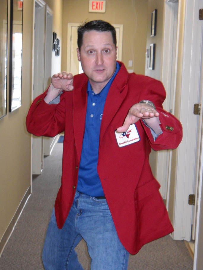 Taylor White in a fancy jacket