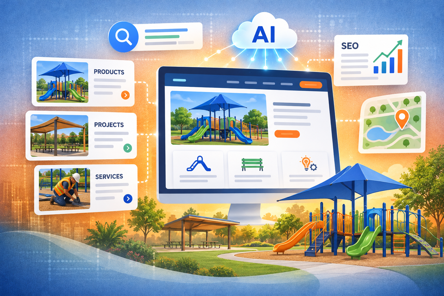 Playground Website SEO Illustration